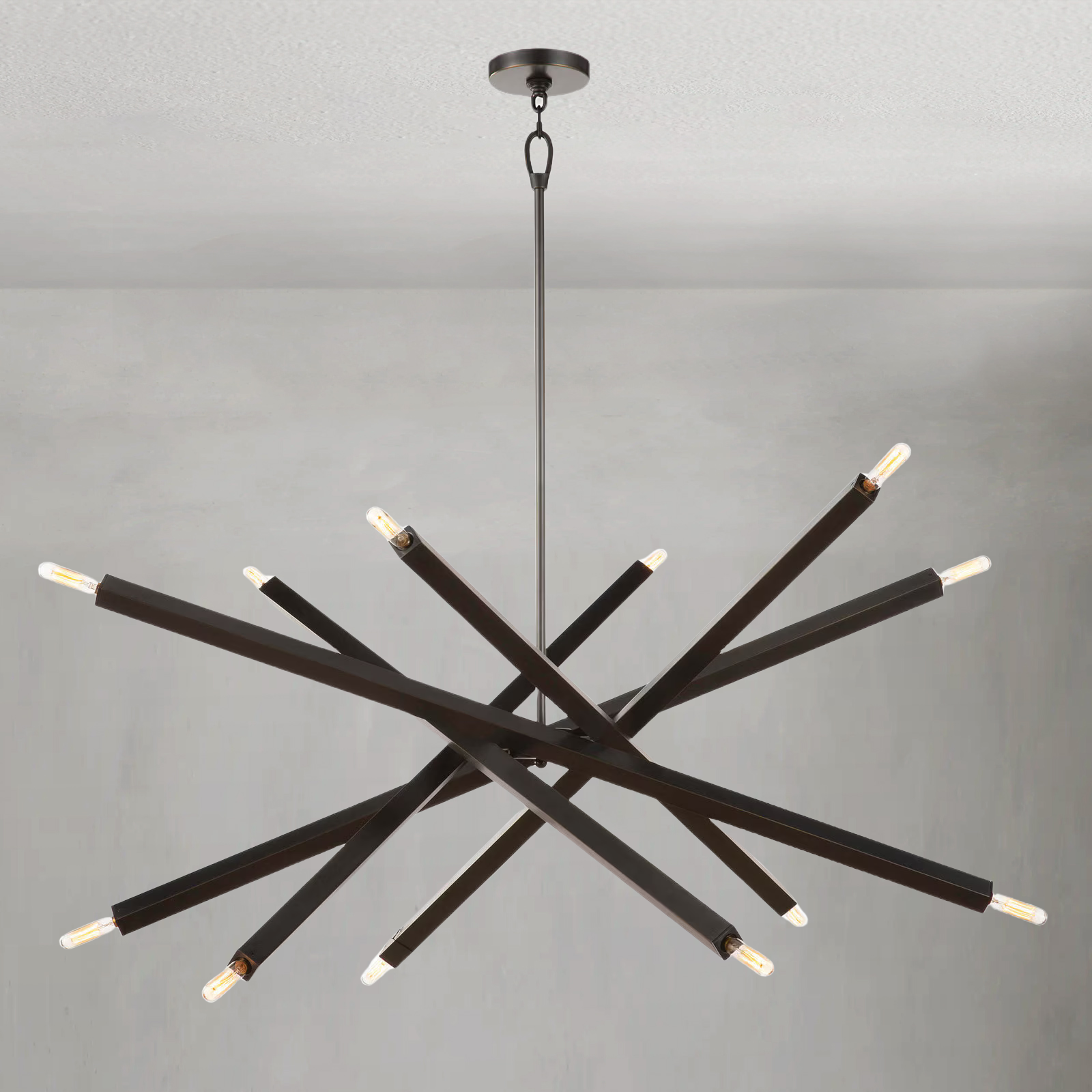 Luster Gaze Kinetic Brass 12-Light Chandelier - Background Shot