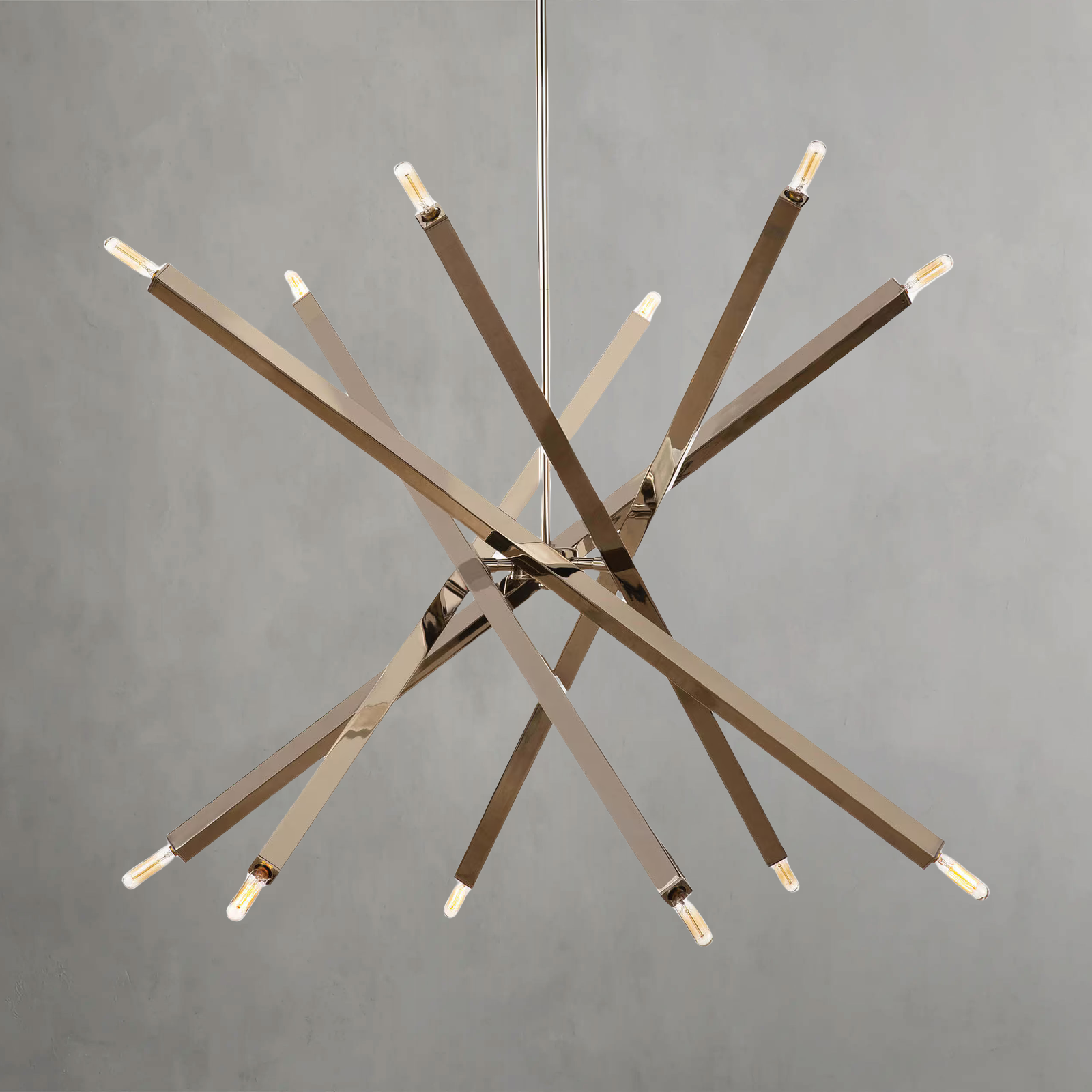 Luster Gaze Kinetic Brass 12-Light Chandelier - Background Shot