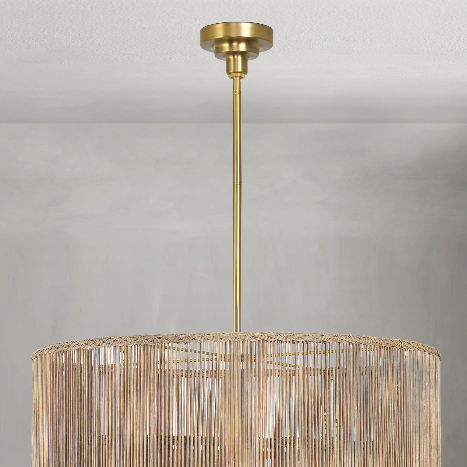 Luster Gaze Veridian Bloom Natural Rattan Chandelier - Background Shot