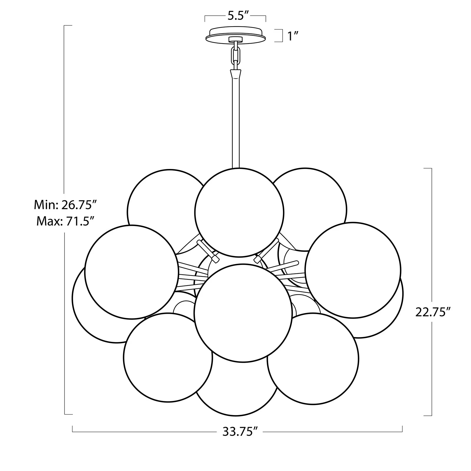 Luster Gaze AuraSphere Brass Glass Chandelier - Background Shot