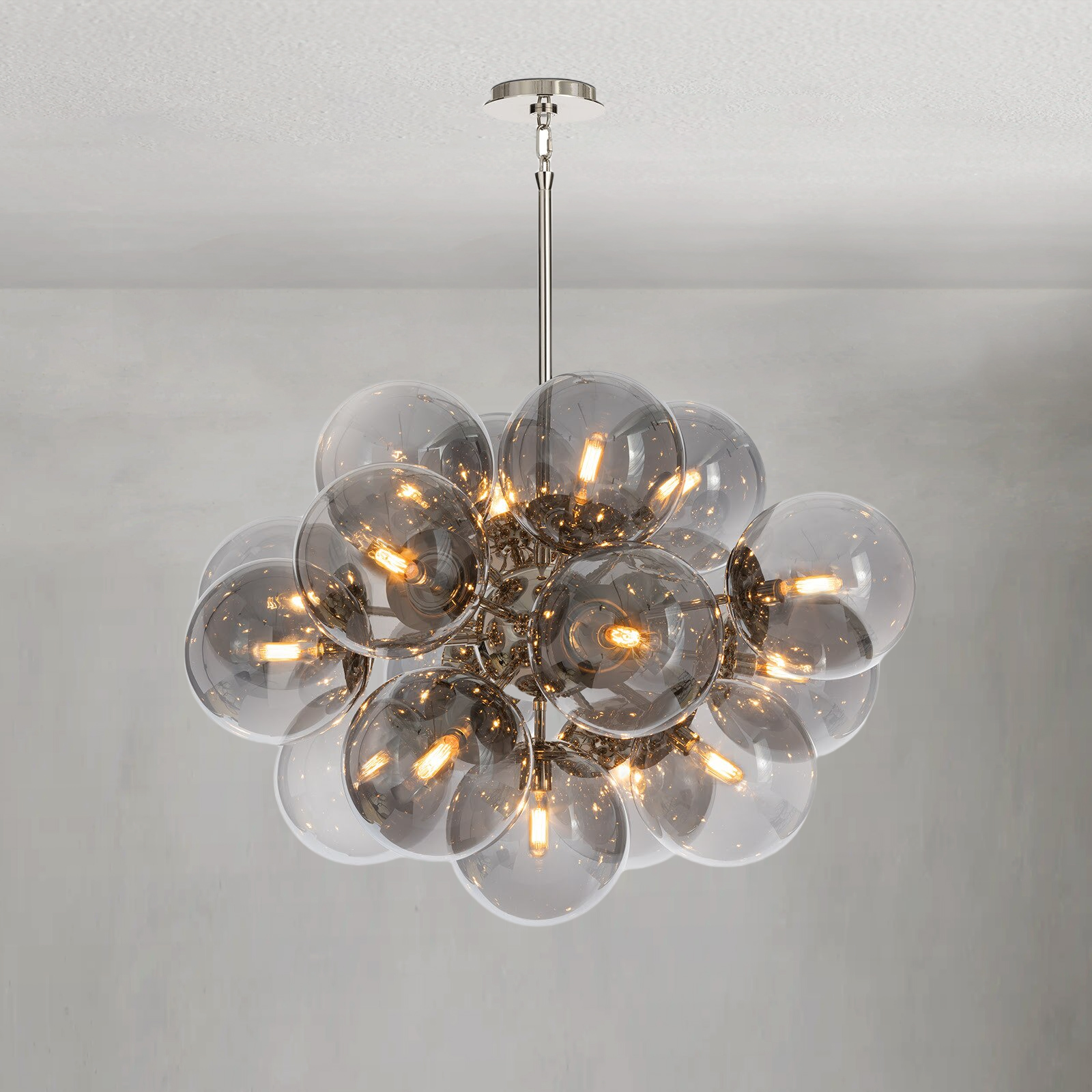 Mandoza Nickel Smoked Glass Chandelier