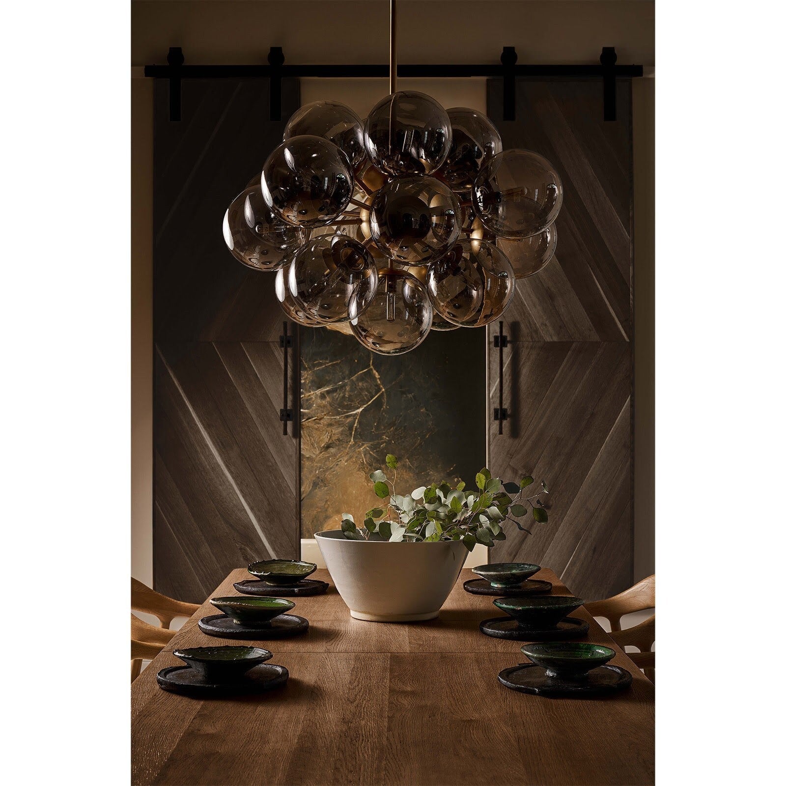 Mandoza Nickel Smoked Glass Chandelier