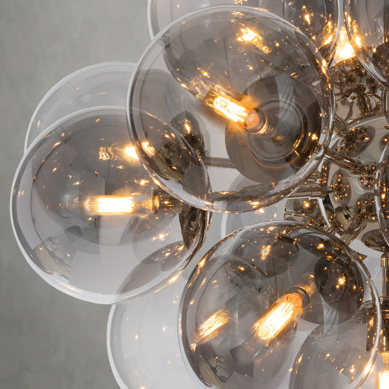 Mandoza Nickel Smoked Glass Chandelier
