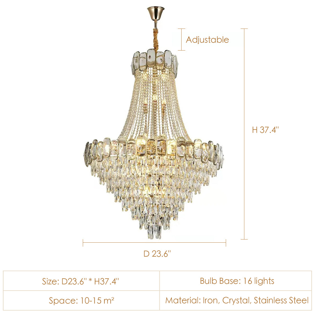 Luster Gaze Grand Lumina K9 Crystal Round Chandelier - Background Shot