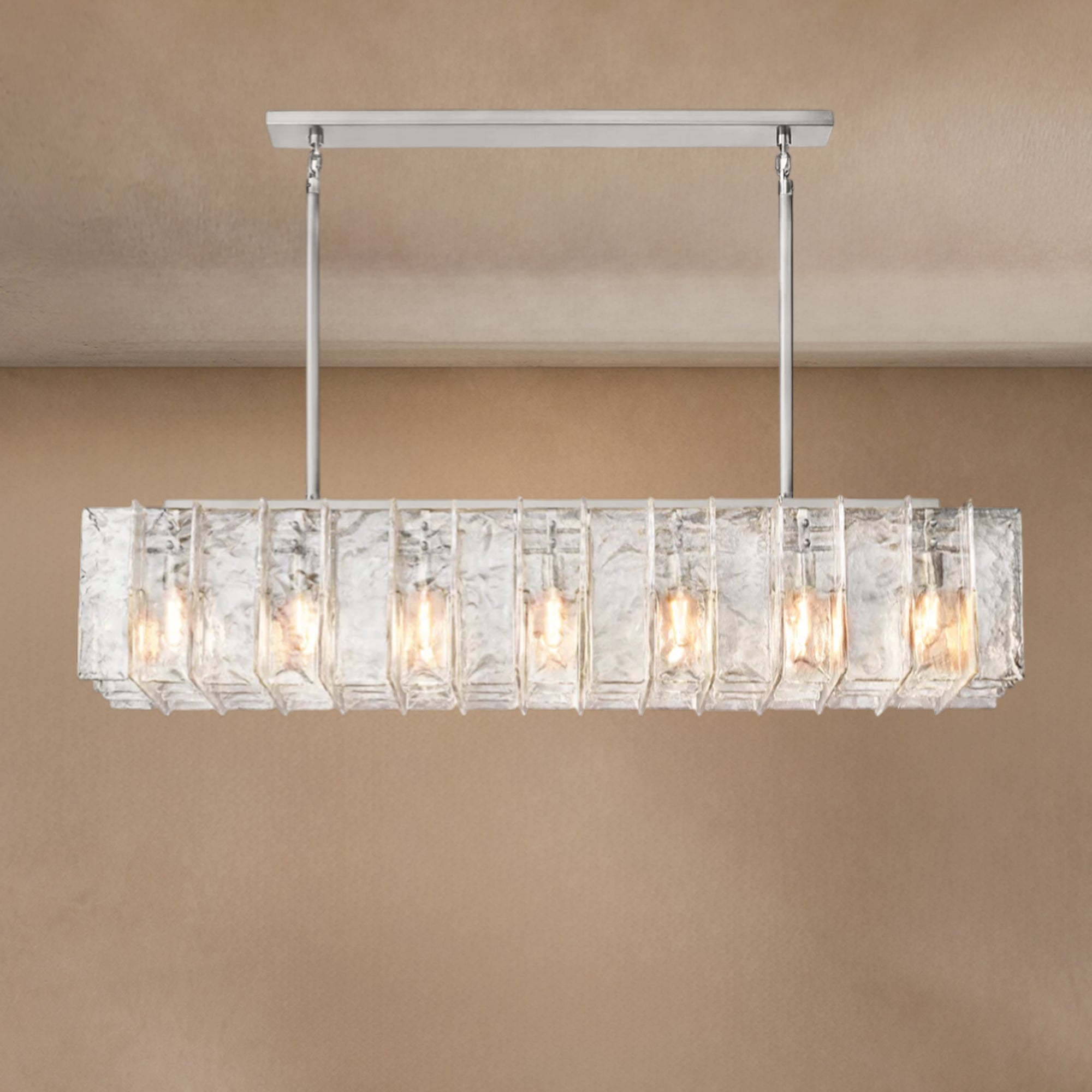 Latrel Clear Glass Rectangular Chandelier 67″