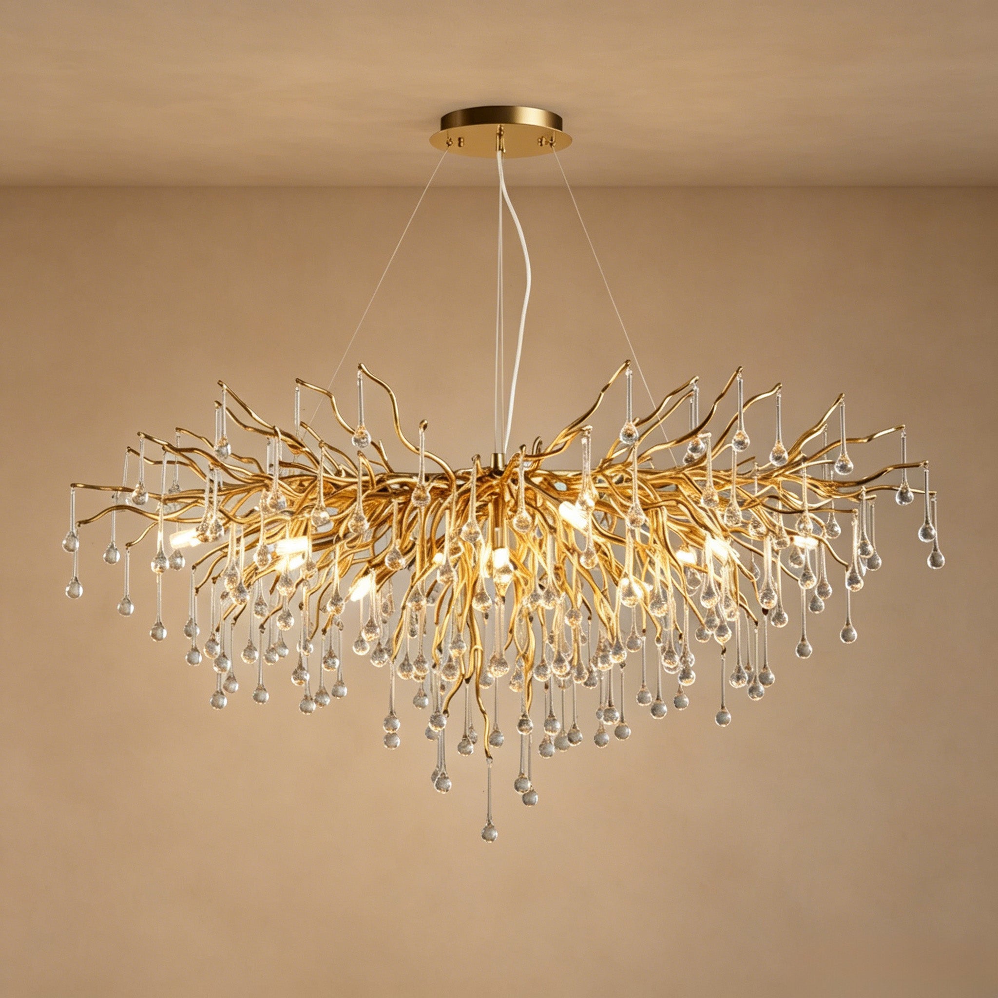 Stunning Tree Branch Crystal Chandelier with Clear Teardrop-shaped for Living/Dining Room