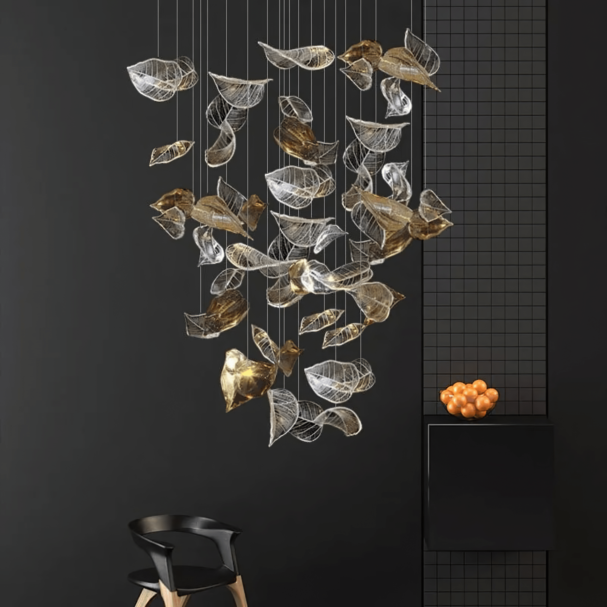 Galaxy Shake Leaves Crystal Spiral Chandelier