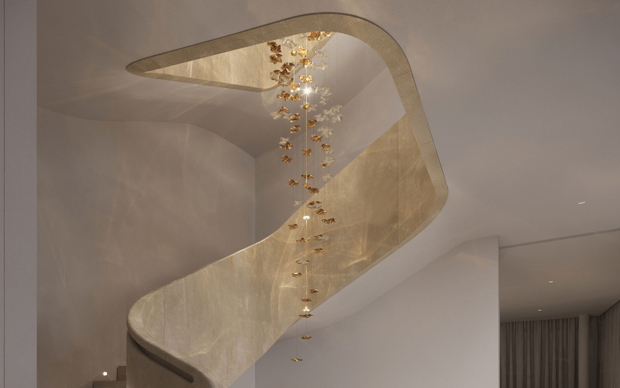 Tidal Stair Crystal Spiral Chandelier