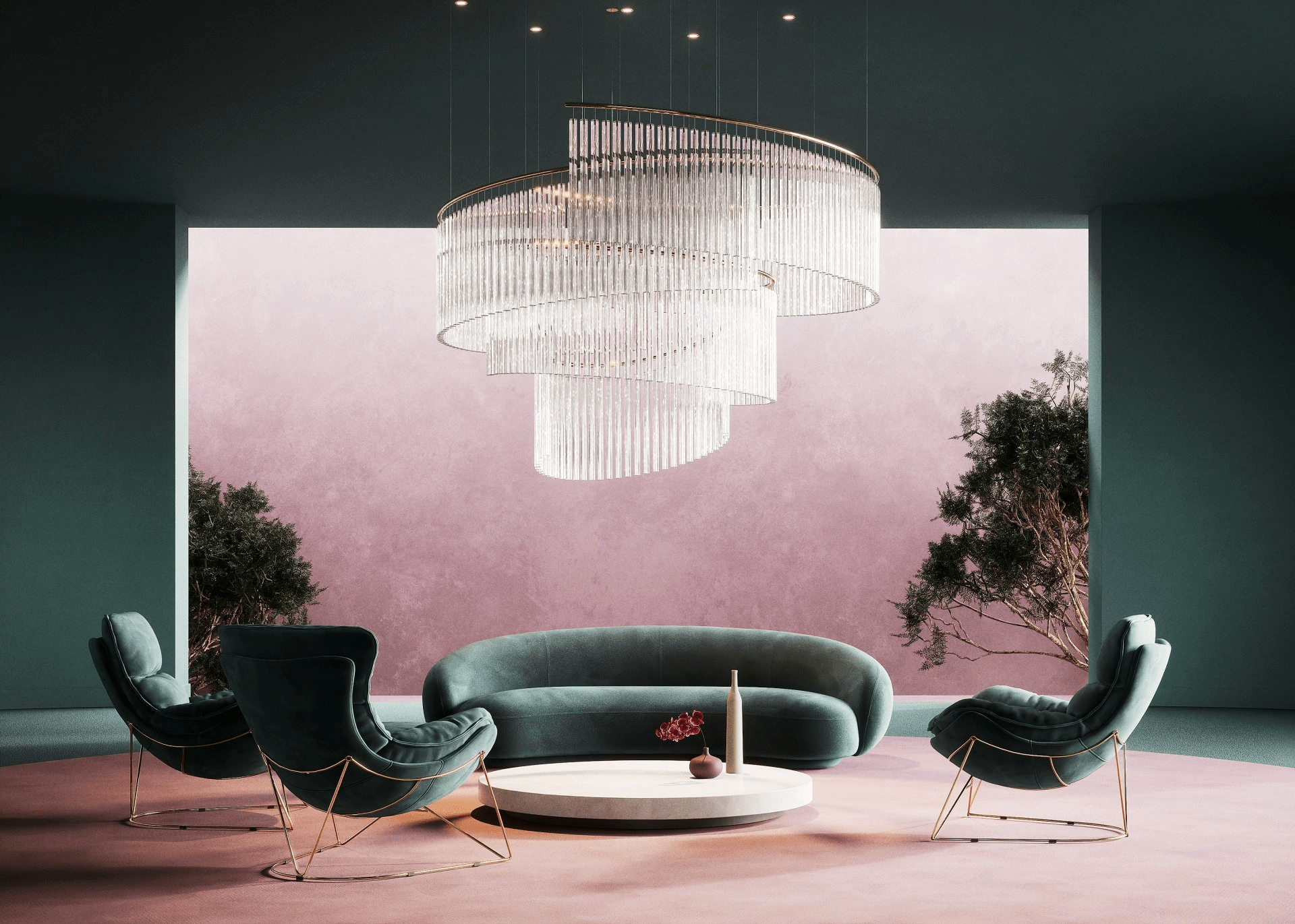 Rivella Cascade Fringe Crystal Chandelier