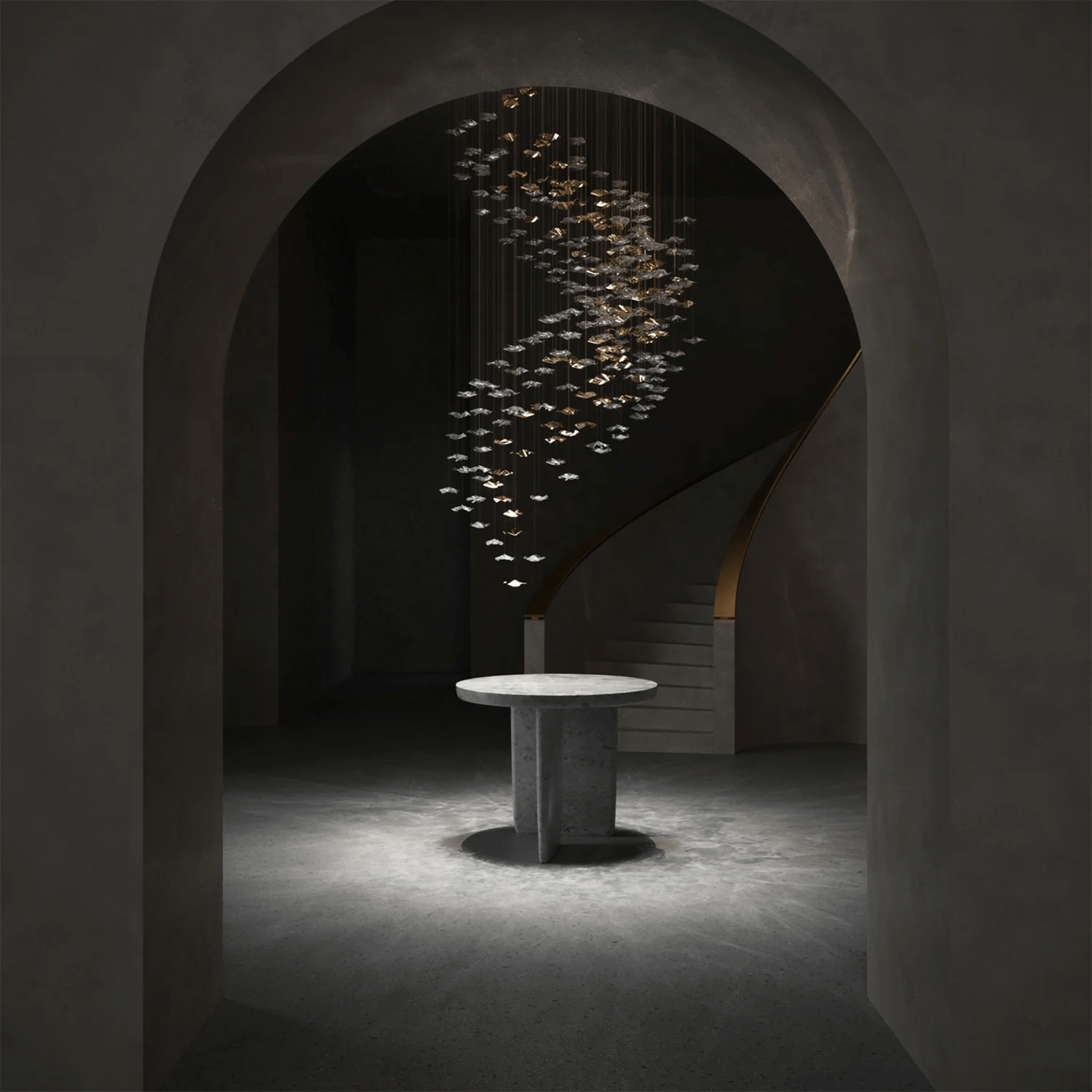 Tidal Stair Crystal Spiral Chandelier