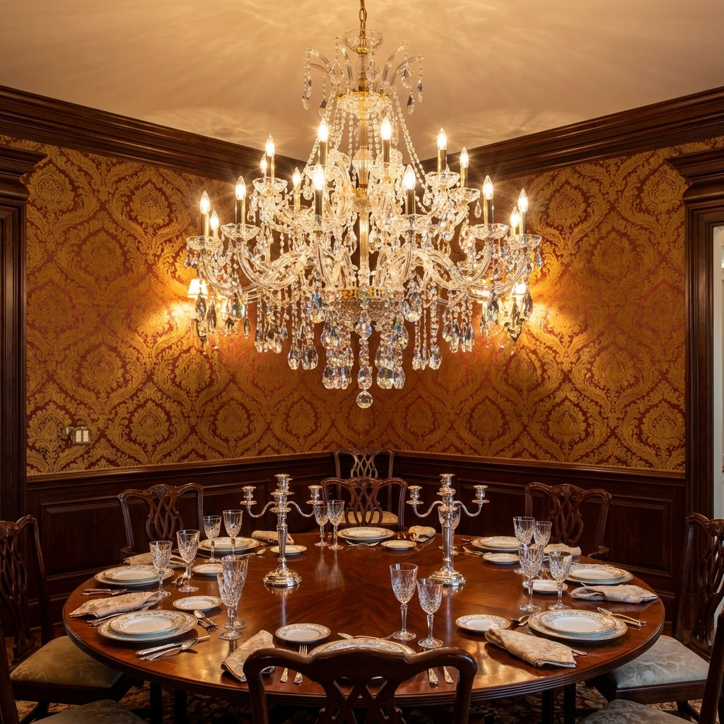 Luster Gaze Grand Lumière Multi-Layered Candle Branch Chandelier for Living Room/Foyer/Stairs - formal American dining room