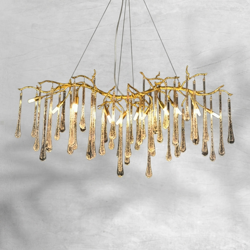Luster Gaze Verdant Cascade Branch Chandeliers L 33.5"(85cm) x W 15.7"(40cm) x H 19.7"(50cm), L 41.3"(105cm) x W 17.7"(45cm) x H 25.6"(65cm), L 49.2"(125cm) x W 17.7"(45cm) x H 25.6"(65cm), L 59.1"(150cm) x W 17.7"(45cm) x H 25.6"(65cm), L 70.9"(180cm) x W 17.7"(45cm) x H 25.6"(65cm) - Background Shot
