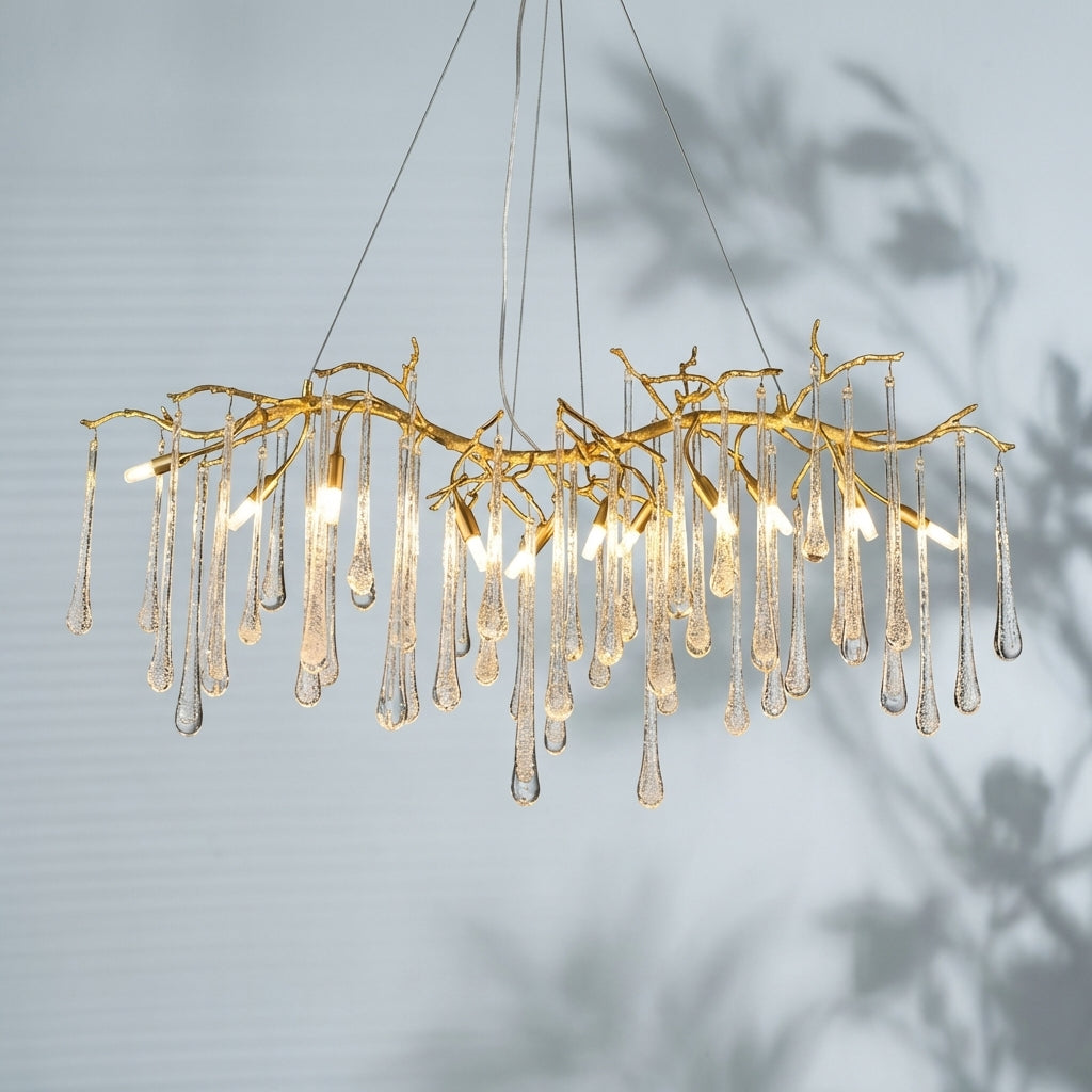Luster Gaze Verdant Cascade Branch Chandeliers L 33.5"(85cm) x W 15.7"(40cm) x H 19.7"(50cm), L 41.3"(105cm) x W 17.7"(45cm) x H 25.6"(65cm), L 49.2"(125cm) x W 17.7"(45cm) x H 25.6"(65cm), L 59.1"(150cm) x W 17.7"(45cm) x H 25.6"(65cm), L 70.9"(180cm) x W 17.7"(45cm) x H 25.6"(65cm) - Studio Shot