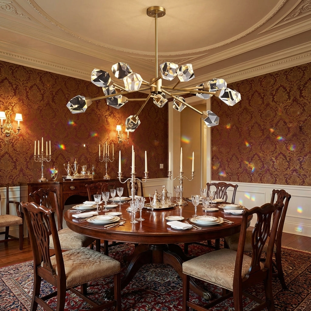 Luster Gaze Radiant Cascade K9 Crystal Chandelier 28.7"D x 17.7"H (9-Light) - formal American dining room