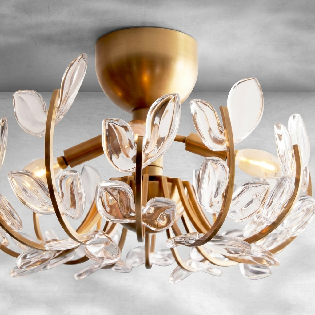 Luster Gaze Petal Bloom Brass Flushmount - Background Shot