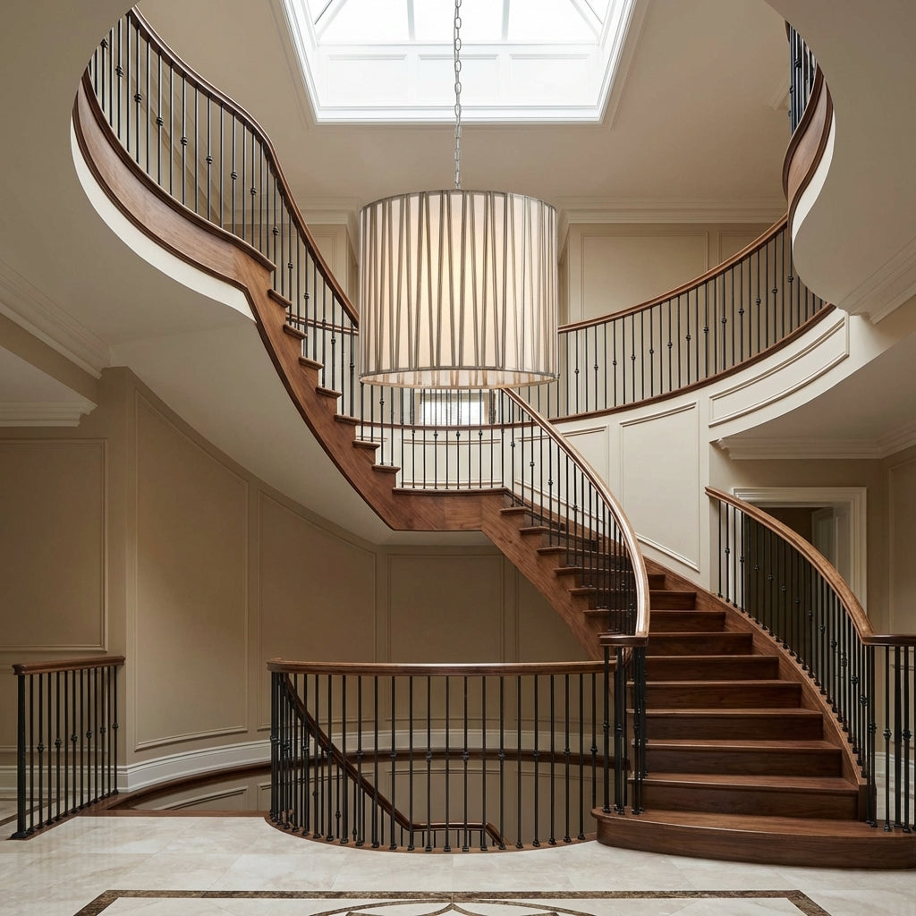 Luster Gaze Aura Sphere Glass Pendant - dramatic American stairwell with three-story void
