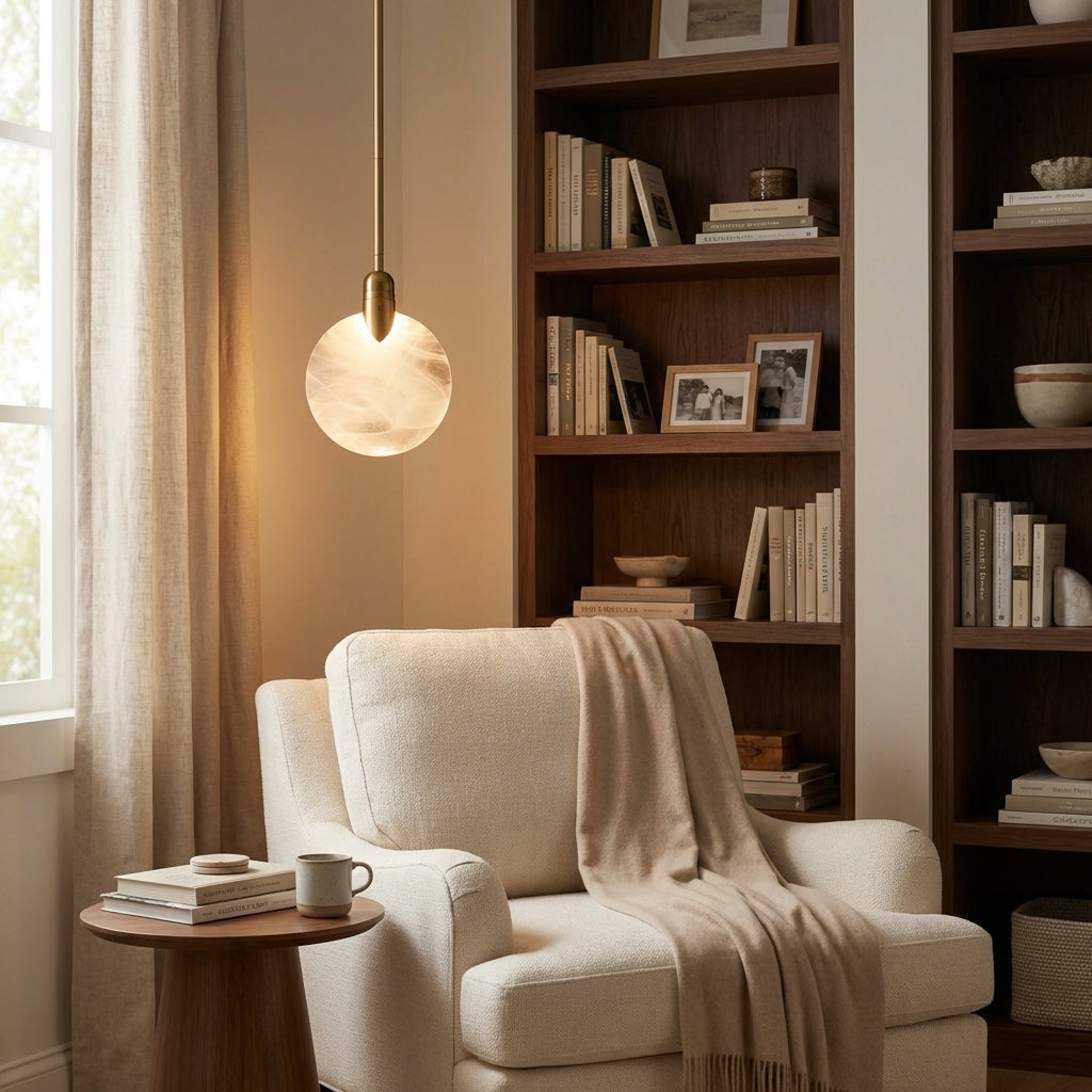 Luster Gaze Radiant Petal Single Pendant - cozy American reading nook by a window