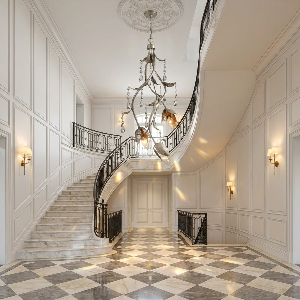 Luster Gaze Verdant Dewdrop 28" Pendant - grand American estate foyer