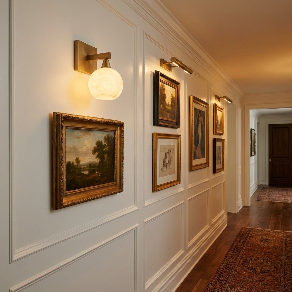 Luster Gaze Alabaster Luminous Wall Sconce 1-Light - American hallway gallery