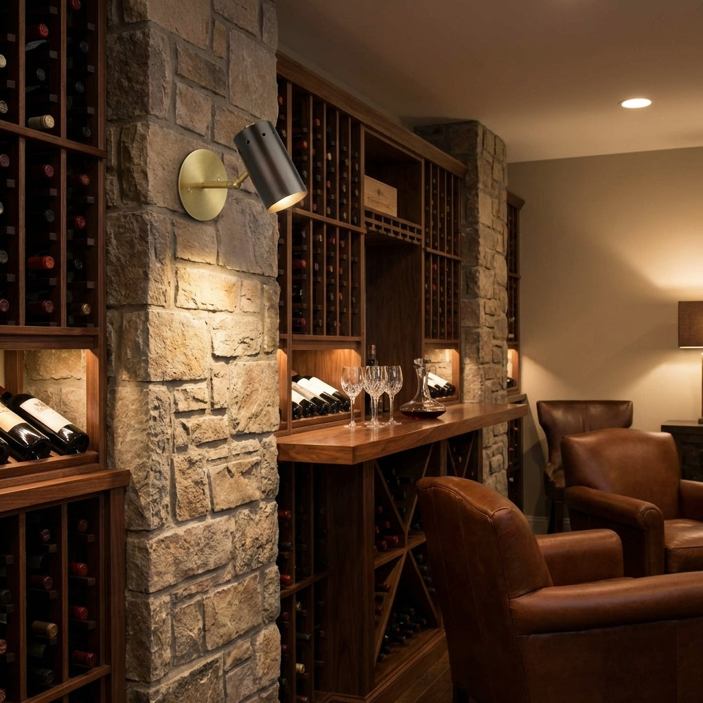 Luster Gaze Articulated Metal Wall Sconce - luxury American wine room
