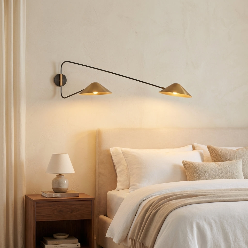 Luster Gaze Veridian Dual-Arm Wall Sconce - elegant American bedroom