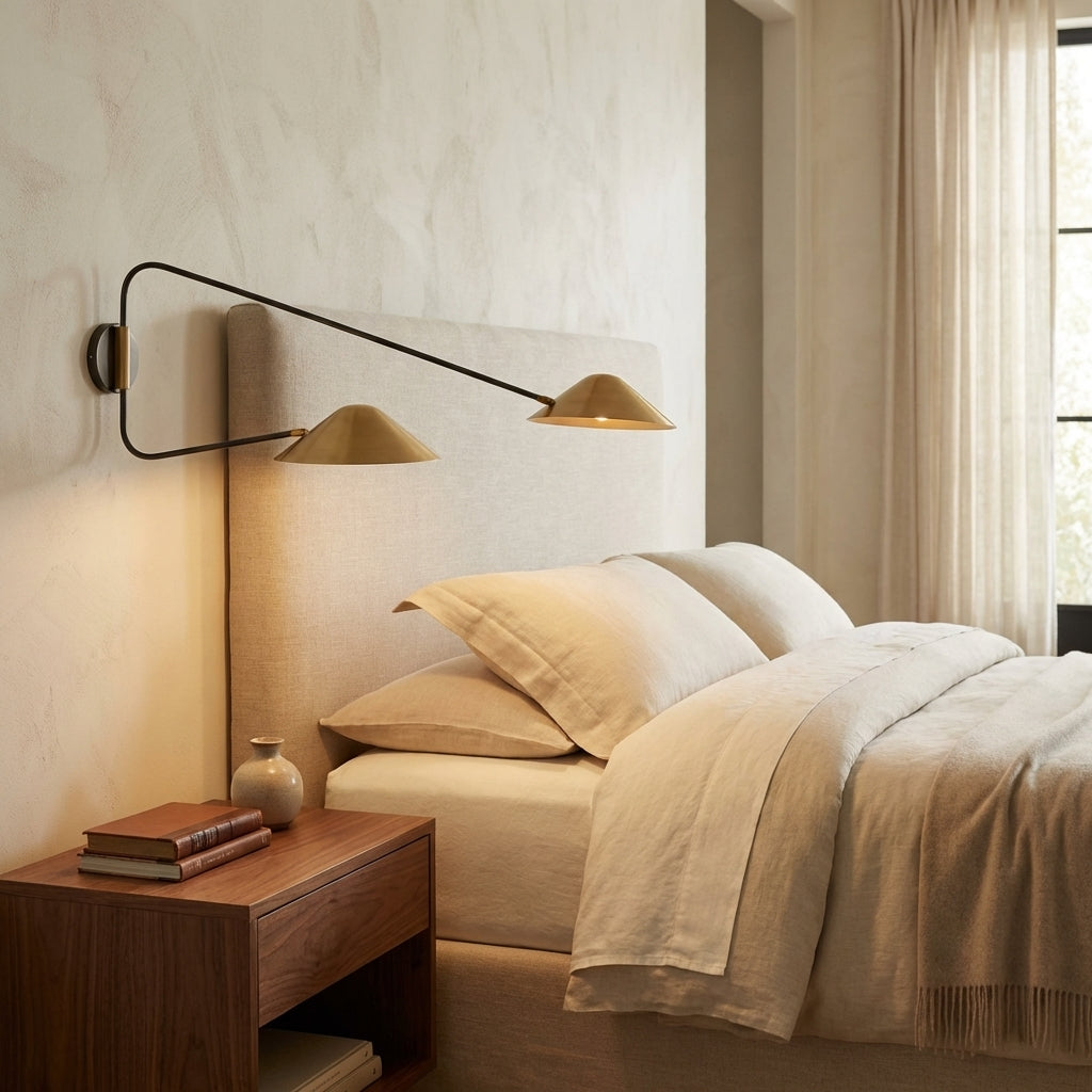 Luster Gaze Veridian Dual-Arm Wall Sconce - elegant American bedroom