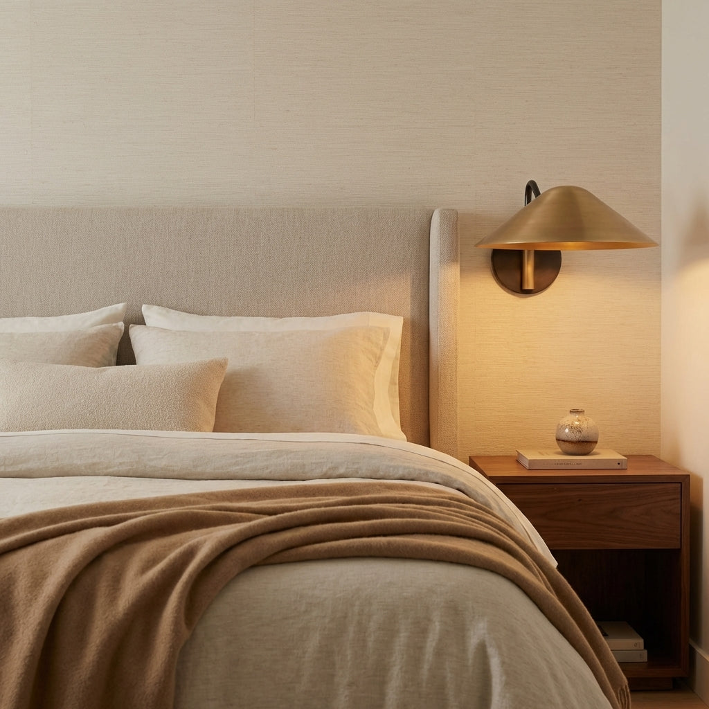 Luster Gaze Heritage Brass Wall Sconce - elegant American bedroom