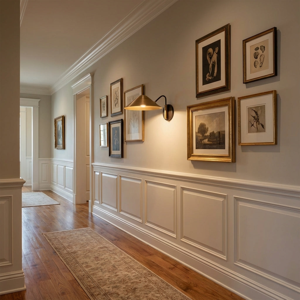 Luster Gaze Heritage Brass Wall Sconce - American hallway gallery