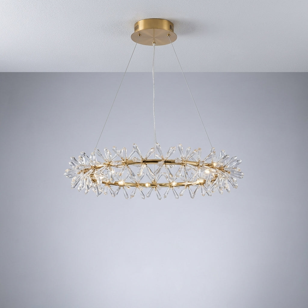 Luster Gaze LG Rock 2 Wheel Frozen Ice Crystal Chandelier Light - Studio Shot