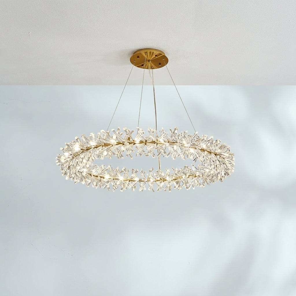 Luster Gaze LG Rock 2 Wheel Frozen Ice Crystal Chandelier Light - Studio Shot