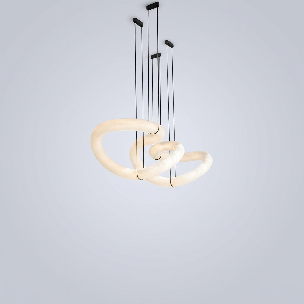 Luster Gaze Ethereal Alabaster Curved Chandelier - Studio Shot