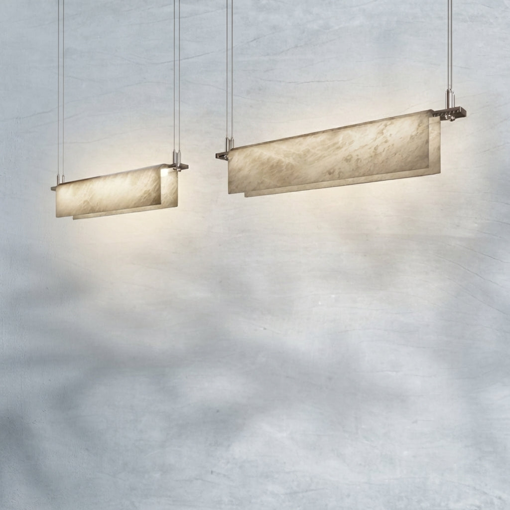 Luster Gaze Opulent Alabaster Linear LED Chandelier - Background Shot