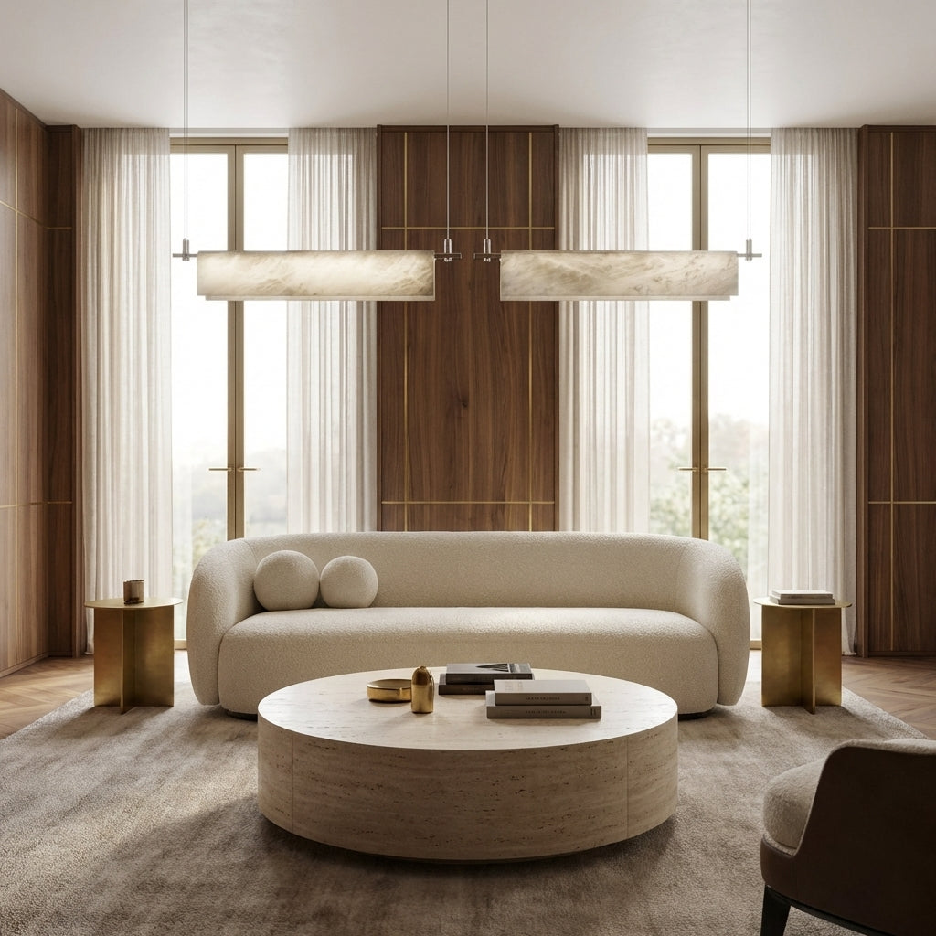 Luster Gaze Opulent Alabaster Linear LED Chandelier - Scene