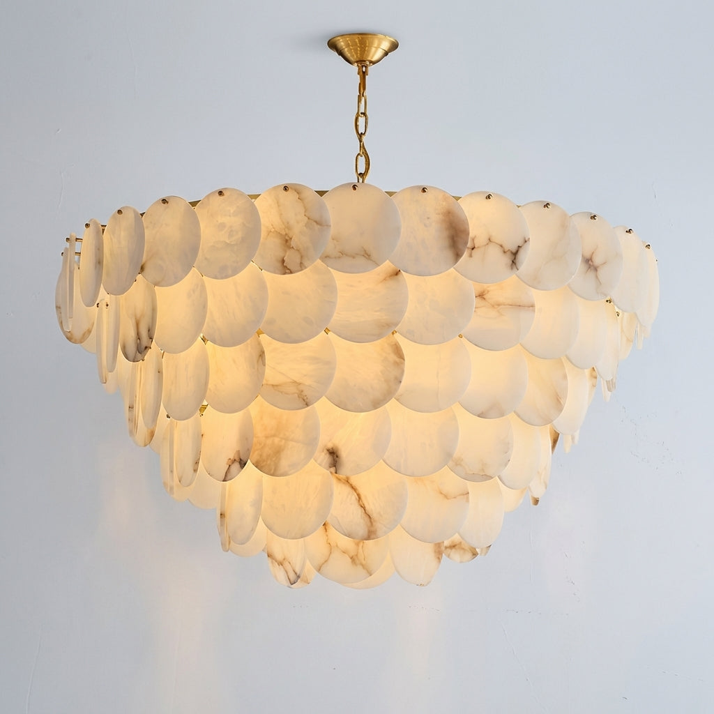 Luster Gaze Alabaster Shell Brass Chandelier with 2/3/4/5/6 layer - Studio Shot