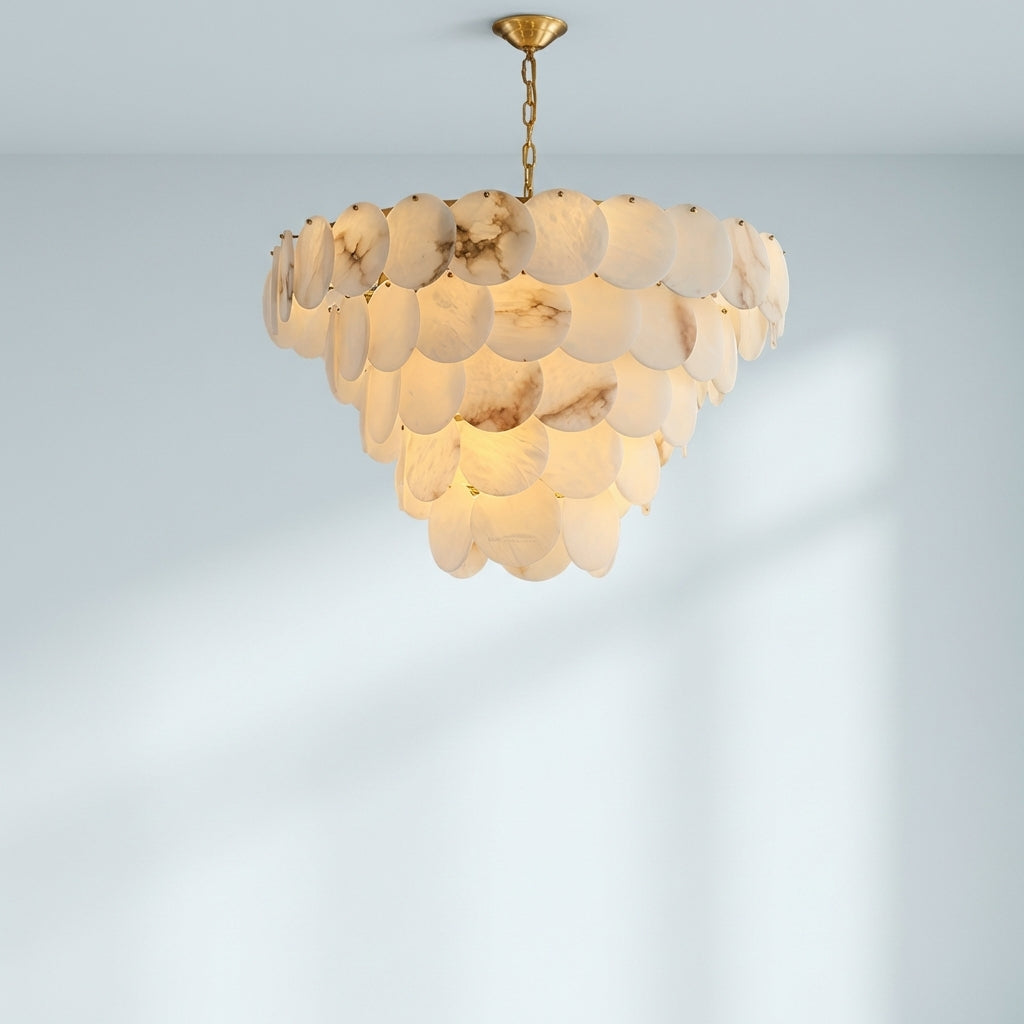 Luster Gaze Alabaster Shell Brass Chandelier with 2/3/4/5/6 layer - Studio Shot