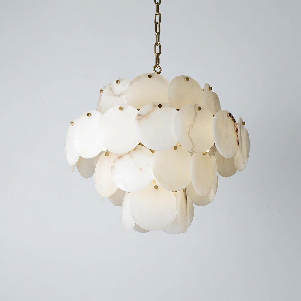 Luster Gaze Alabaster Shell Brass Chandelier with 2/3/4/5/6 layer - Studio Shot