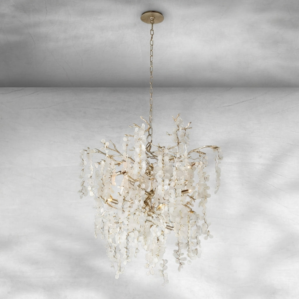 Luster Gaze Verdant Cascade Glass Chandelier - Background Shot