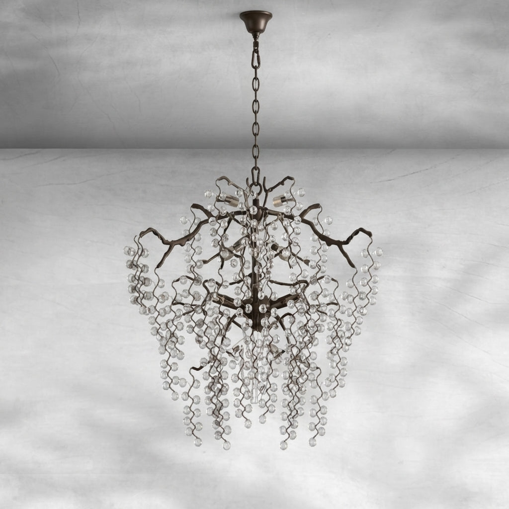 Luster Gaze Verdant Cascade Glass Chandelier - Background Shot