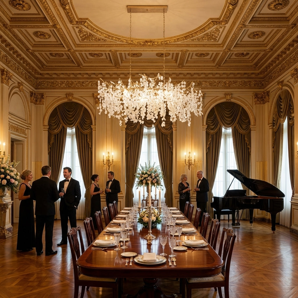 Luster Gaze Verdant Cascade Glass Chandelier - American ballroom or formal entertaining space