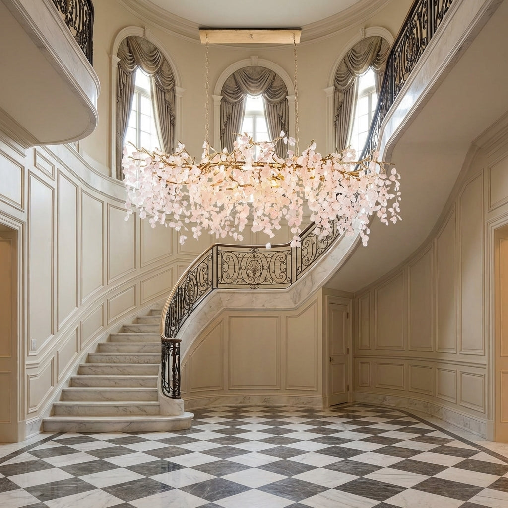 Luster Gaze Verdant Cascade Glass Chandelier - grand American estate foyer