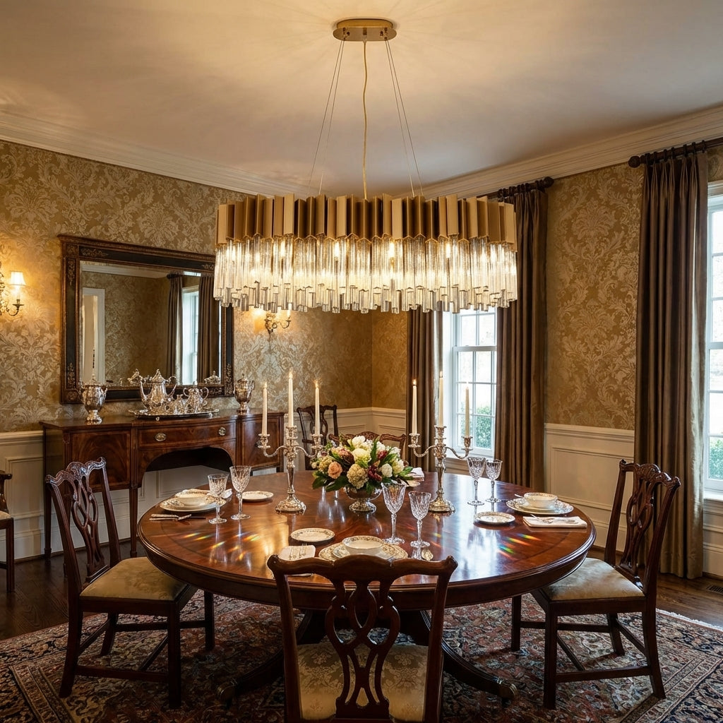 Luster Gaze Radiant Oval Crystal Chandelier - Scene
