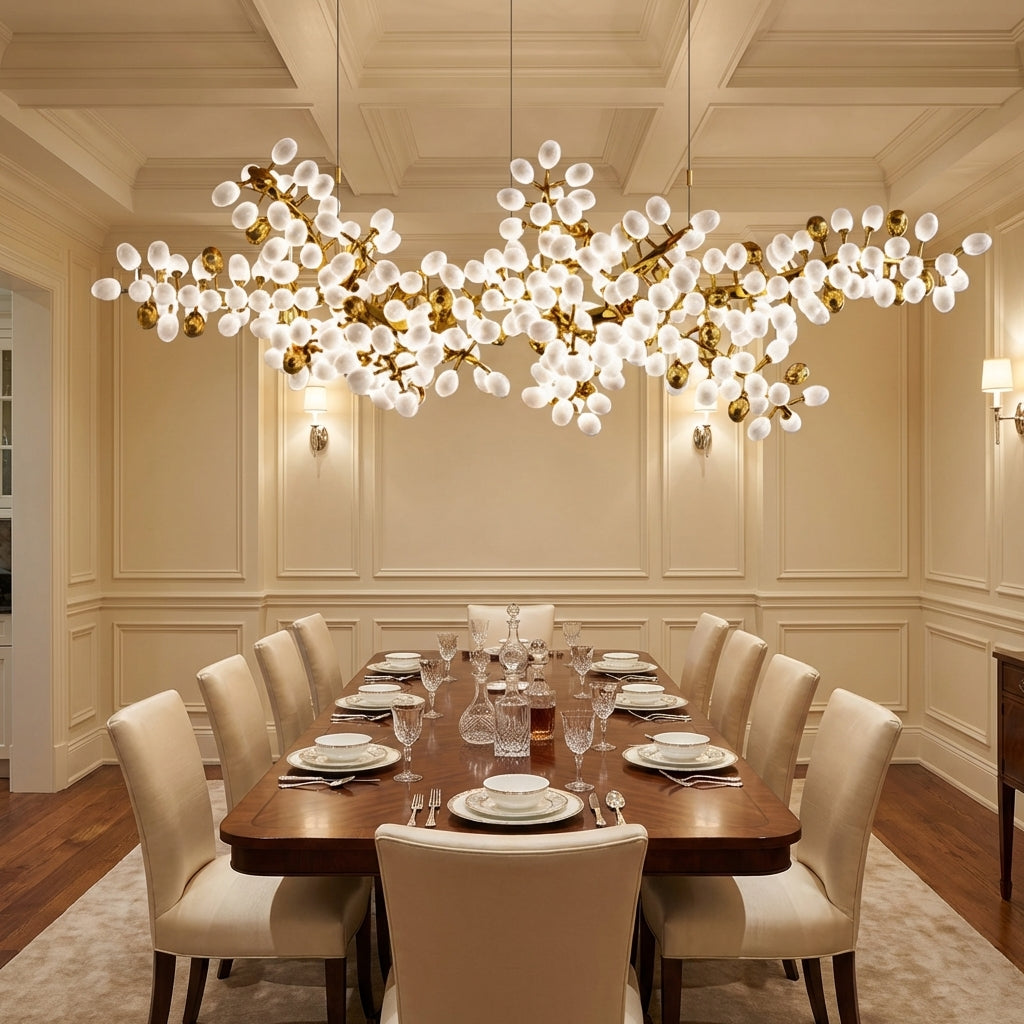 Luster Gaze Vineyard Bloom Linear Chandelier - formal American dining room