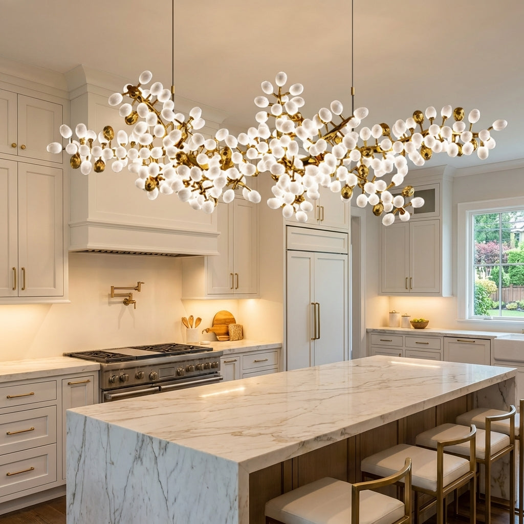 Luster Gaze Vineyard Bloom Linear Chandelier - upscale American kitchen