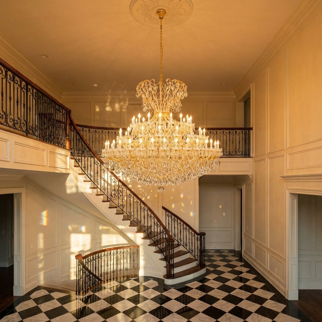 Luster Gaze Grand Palais 72-Light Extra-Large Crystal Chandelier - grand American estate foyer