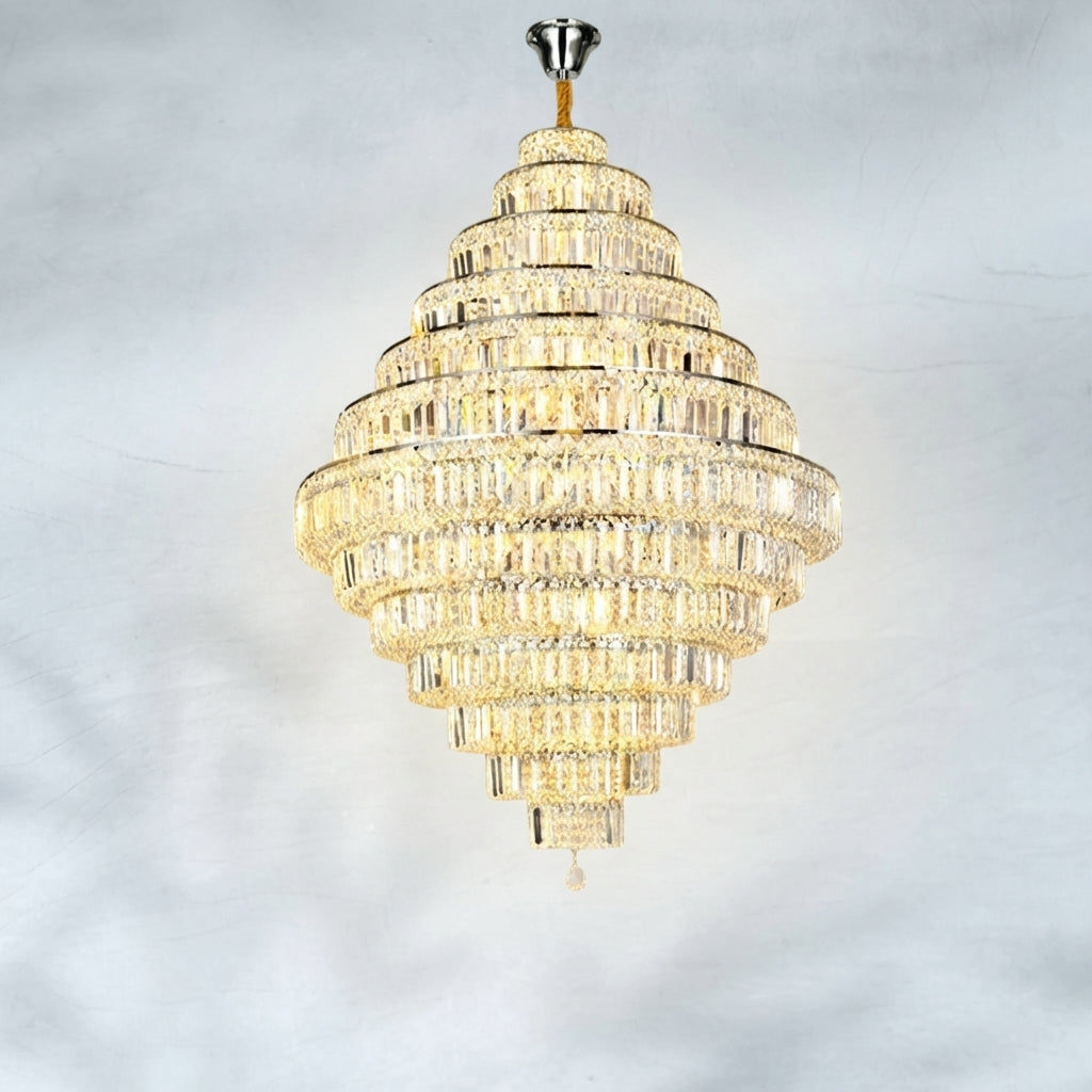 Luster Gaze Grand Radiance K9 Crystal Round Chandelier - Background Shot