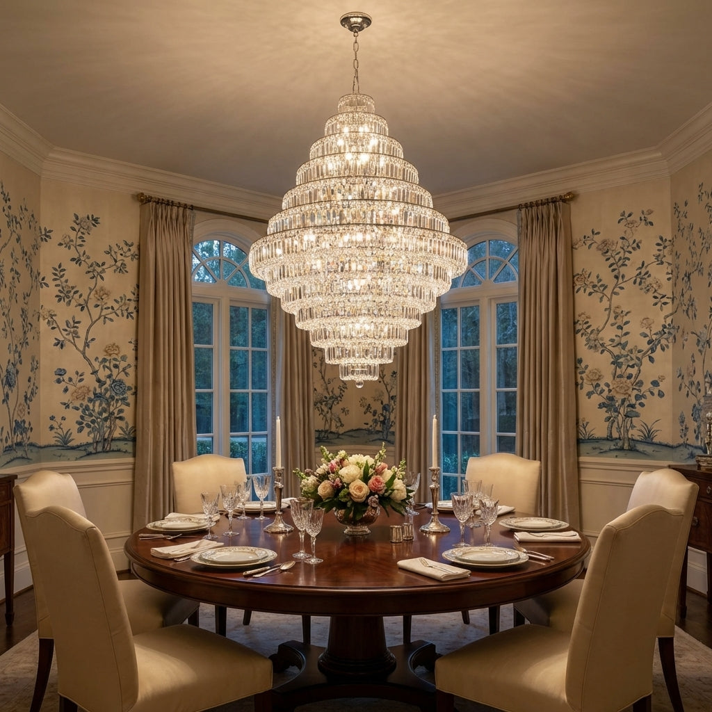 Luster Gaze Grand Radiance K9 Crystal Round Chandelier - formal American dining room
