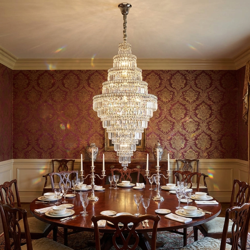 Luster Gaze Grand Radiance Round Crystal Chandelier - formal American dining room