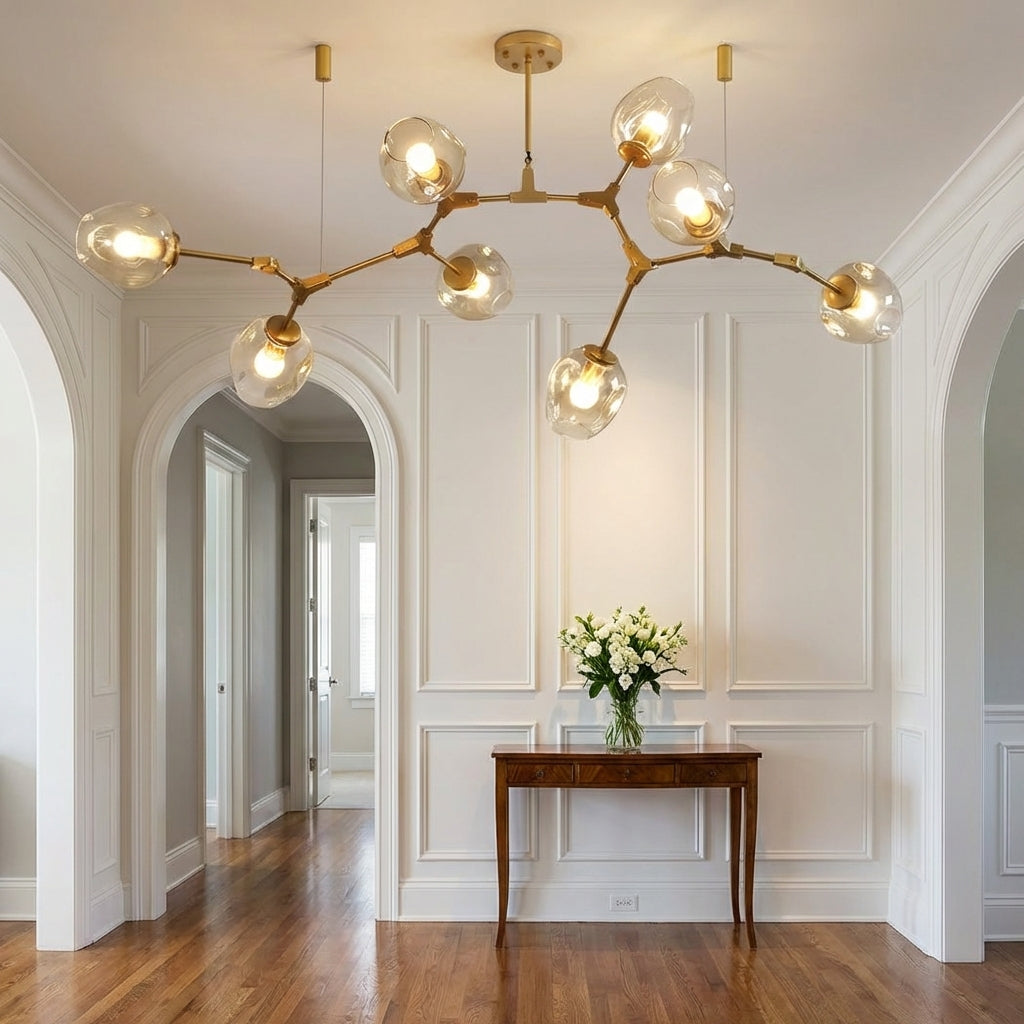 Luster Gaze Modern Industrial Branch Chandelier with Multiple Glass Pendants Extra Large for Living or Dining Room - elegant American entryway with arched doorway