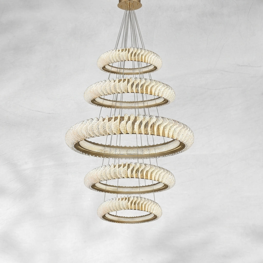 Luster Gaze Celestial Rings Multi-Layer Crystal Chandelier - Background Shot