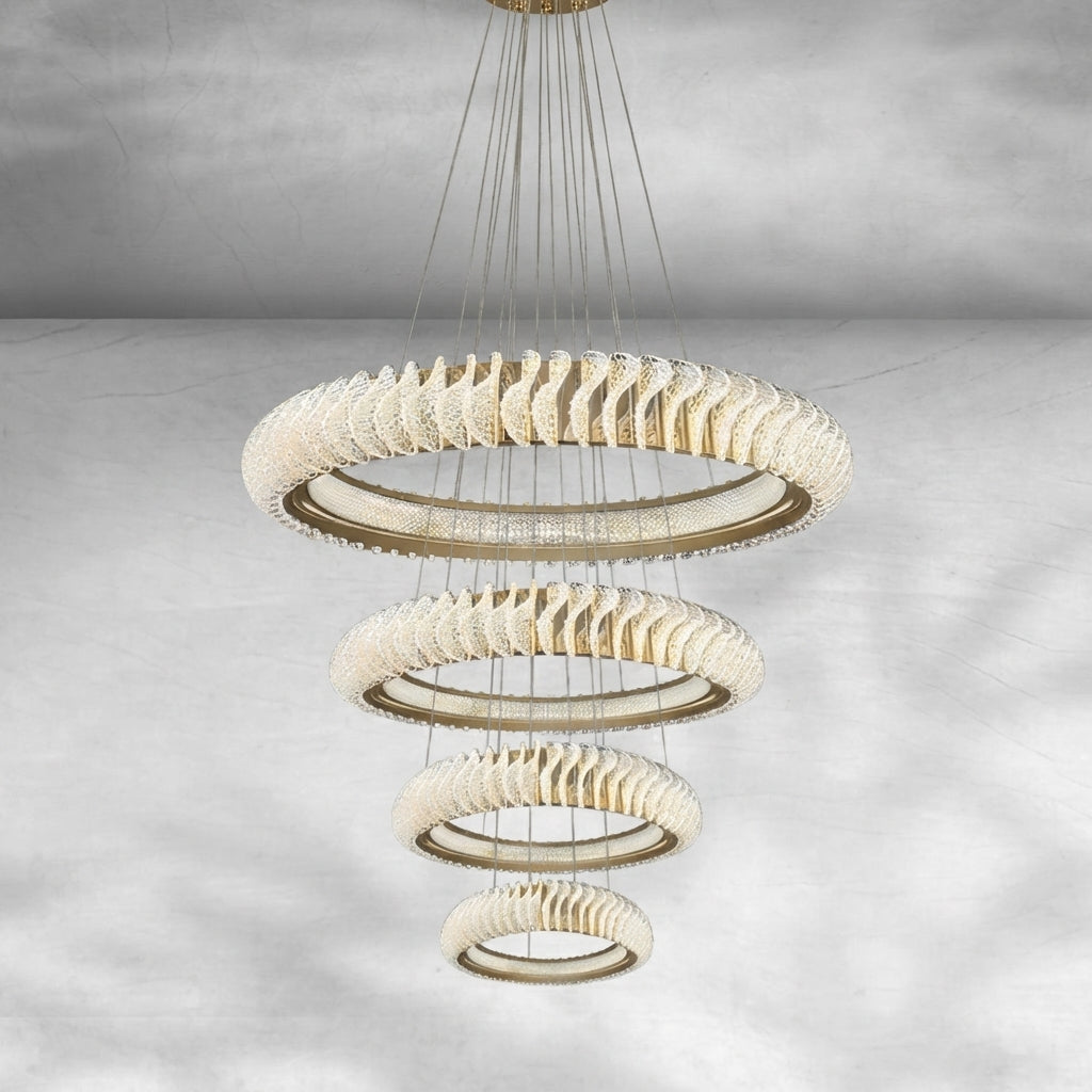 Luster Gaze Celestial Rings Multi-Layer Crystal Chandelier - Background Shot